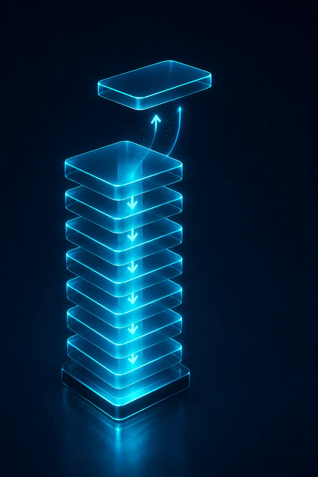 Recursion visualized as a vertical stack of call frames pushed and popped on the call stack.